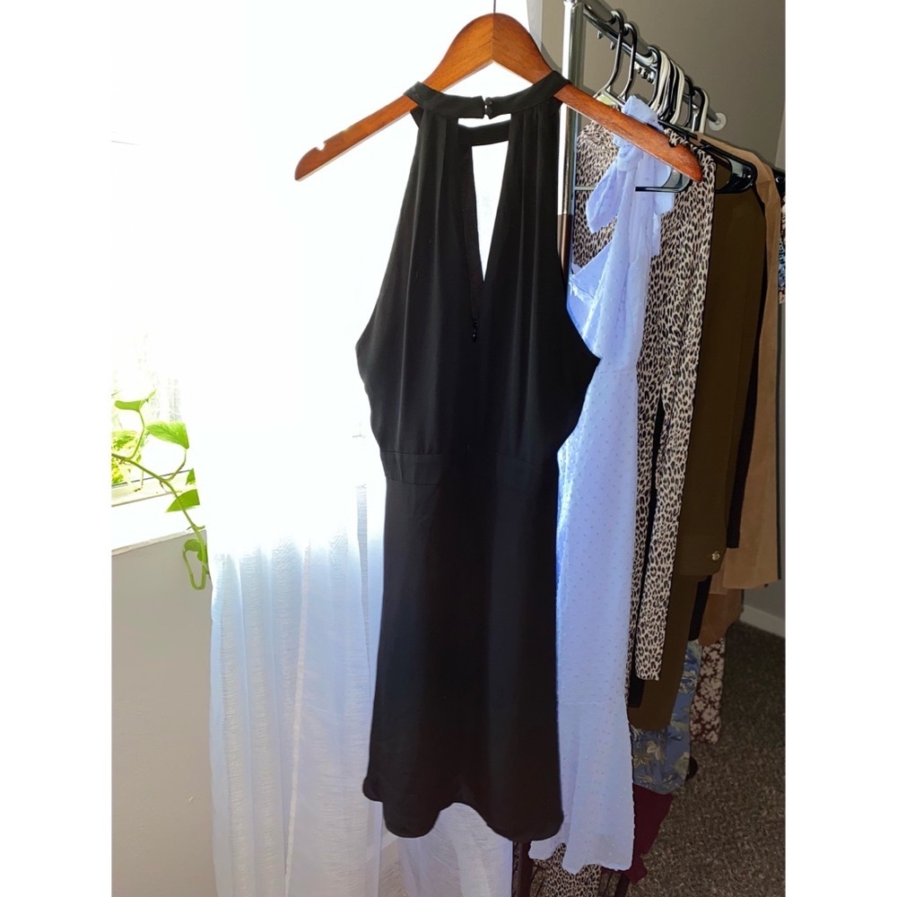 Short, black, sleeveless, party dress
